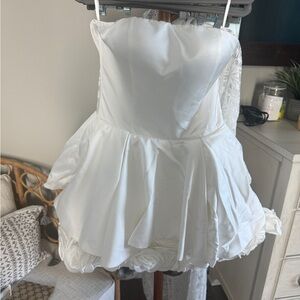 Miss Rosier Elegant White Strapless Dress